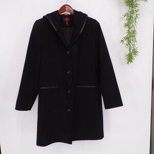 Gallery Women's Black 3/4 Length Button Trench Coat with Removable Quilted Liner